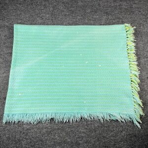 Vtg Blanket Blue Yellow Fringe Tassels Unisex Cotton Cable Knit Throw